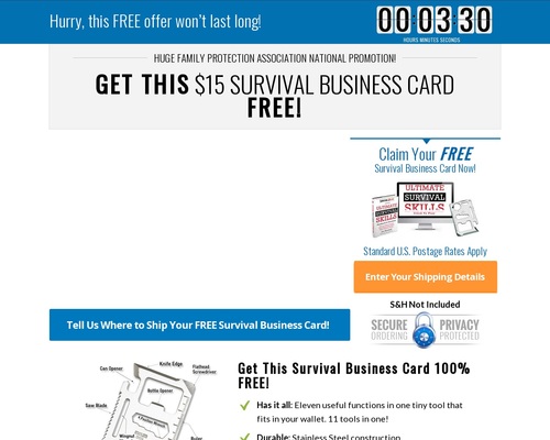 FREE Survival Business Card